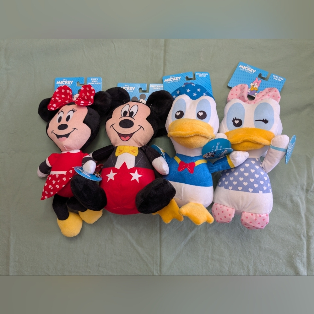 Disney Mickey and Friends Plush Set 3 Pack Toys - Red, Black, Blue, Pink
